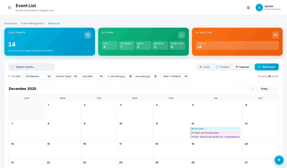 Plan the season on a calendar